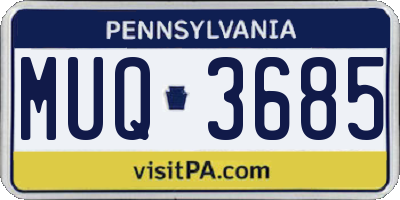 PA license plate MUQ3685