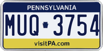 PA license plate MUQ3754