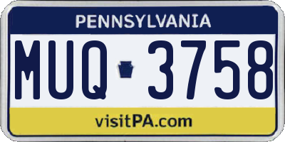PA license plate MUQ3758