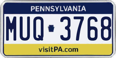 PA license plate MUQ3768