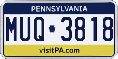PA license plate MUQ3818