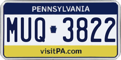 PA license plate MUQ3822