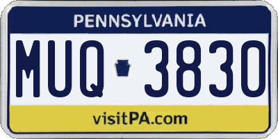 PA license plate MUQ3830