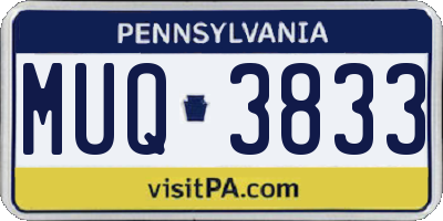 PA license plate MUQ3833