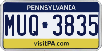 PA license plate MUQ3835