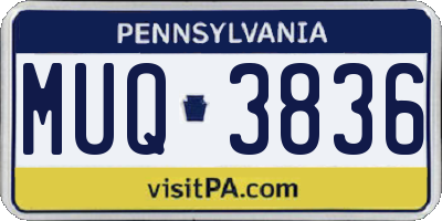 PA license plate MUQ3836