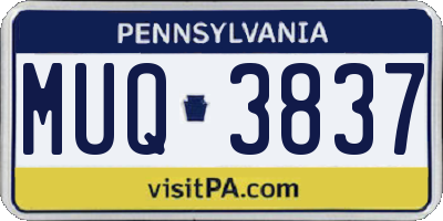 PA license plate MUQ3837