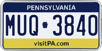 PA license plate MUQ3840