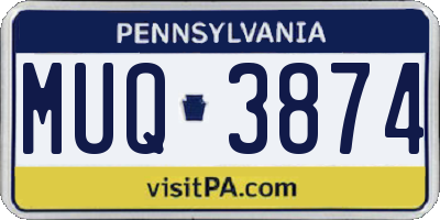 PA license plate MUQ3874