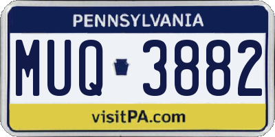 PA license plate MUQ3882