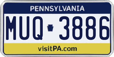 PA license plate MUQ3886