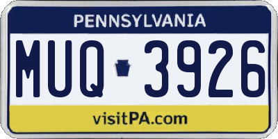 PA license plate MUQ3926