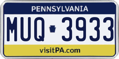 PA license plate MUQ3933