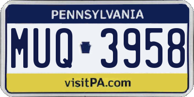 PA license plate MUQ3958