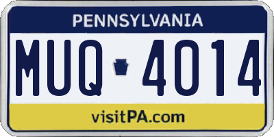 PA license plate MUQ4014
