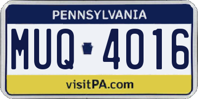PA license plate MUQ4016