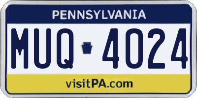 PA license plate MUQ4024