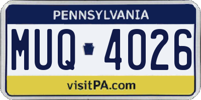 PA license plate MUQ4026