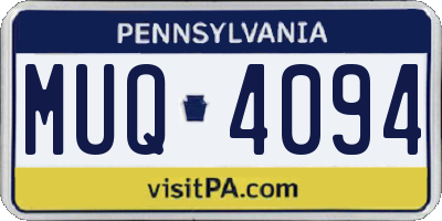 PA license plate MUQ4094
