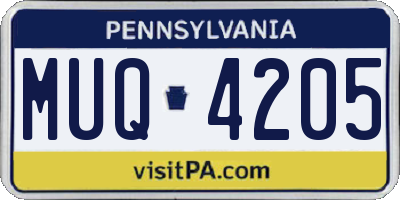 PA license plate MUQ4205