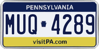 PA license plate MUQ4289