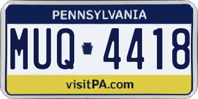 PA license plate MUQ4418