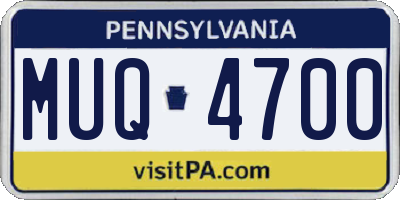 PA license plate MUQ4700