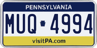 PA license plate MUQ4994
