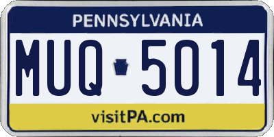 PA license plate MUQ5014