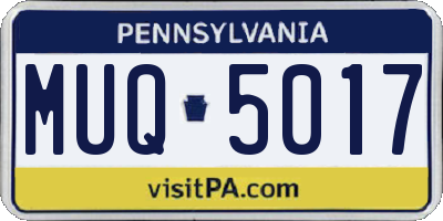 PA license plate MUQ5017
