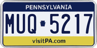 PA license plate MUQ5217