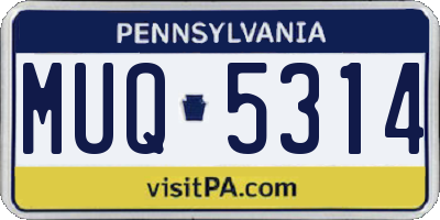 PA license plate MUQ5314