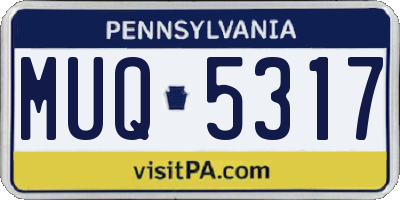 PA license plate MUQ5317