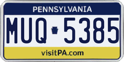 PA license plate MUQ5385