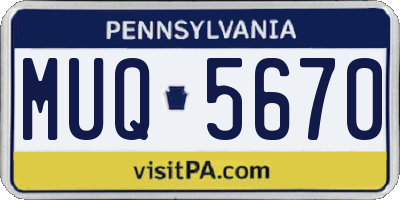 PA license plate MUQ5670