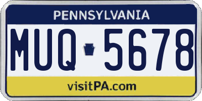 PA license plate MUQ5678