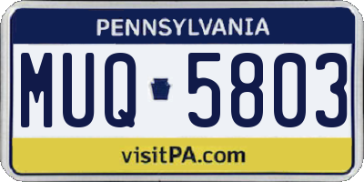 PA license plate MUQ5803