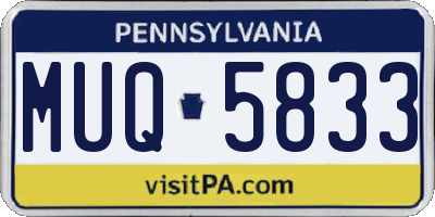 PA license plate MUQ5833