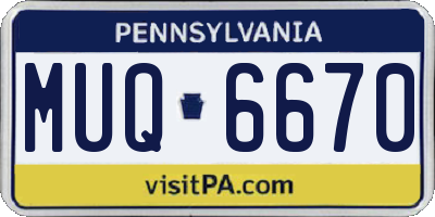 PA license plate MUQ6670