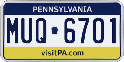 PA license plate MUQ6701