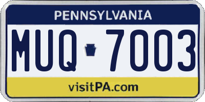 PA license plate MUQ7003