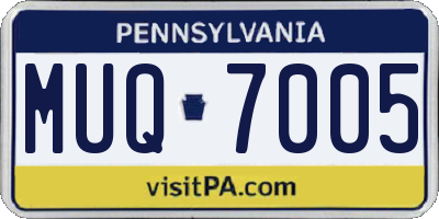 PA license plate MUQ7005