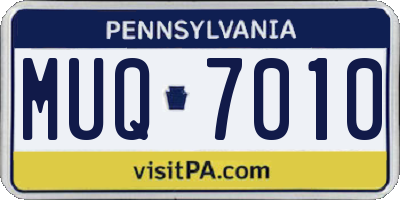 PA license plate MUQ7010