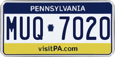 PA license plate MUQ7020