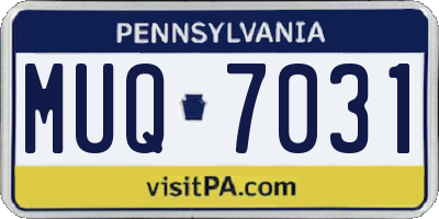 PA license plate MUQ7031