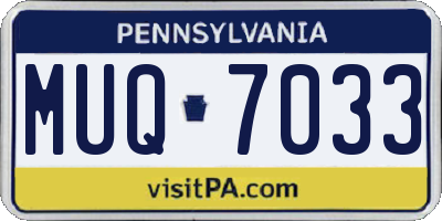 PA license plate MUQ7033