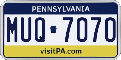 PA license plate MUQ7070