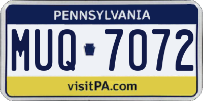PA license plate MUQ7072