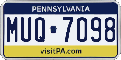 PA license plate MUQ7098