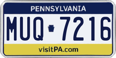 PA license plate MUQ7216